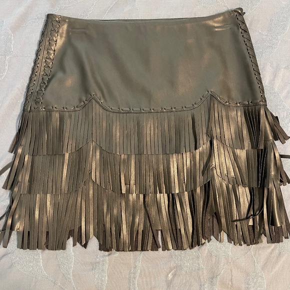 Idyllwind Dresses & Skirts - Black leather fringe mini skirt